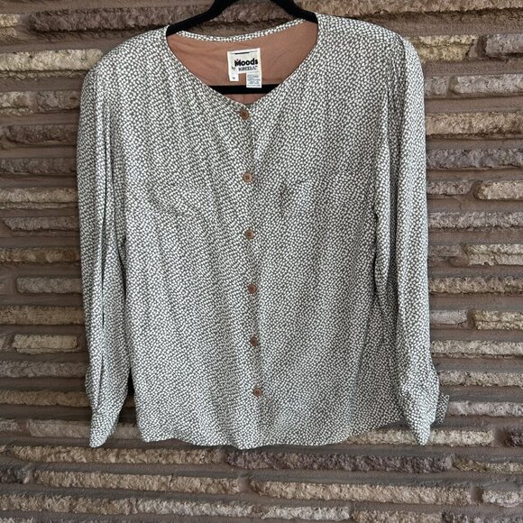 Moods by Krizia Vintage 80s Gray Petite Pattern Blouse Size Medium - Picture 8 of 9